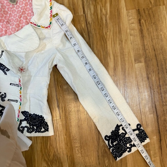 Elevenses Anthropology Rocky Shore Corduroy Embroidered Blazer Size 0P - Picture 6 of 8